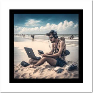 Content Creator on the Beach Posters and Art